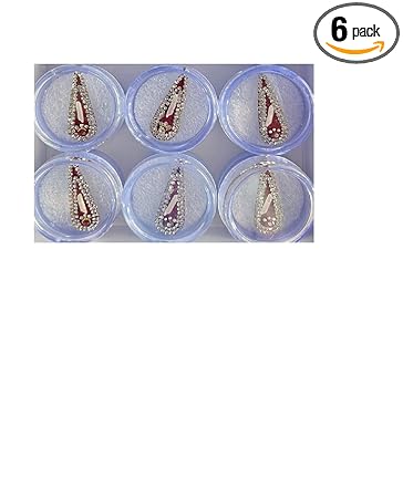 OJ Dulha Tikka Long Groom Bindi Heavy Bindi Rajasthani Bindi Tikka 2 Line Stone Stud Bindi Marvadi Bindiya Traditional Look for Wedding Fancy Diamond & Rice Stud for Shagun -Size 2 Pack of 6 Tilak