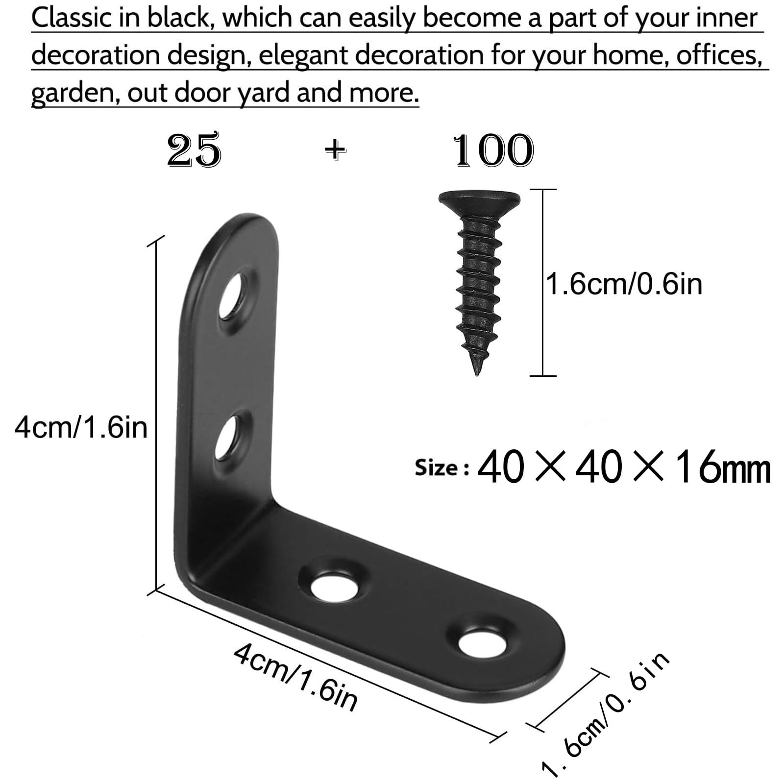 25Pcs L Bracket Corner Braces, 40 x 40mm Stainless Steel Corner Brackets, 90 Degree Right Angle Bracket - Image 2