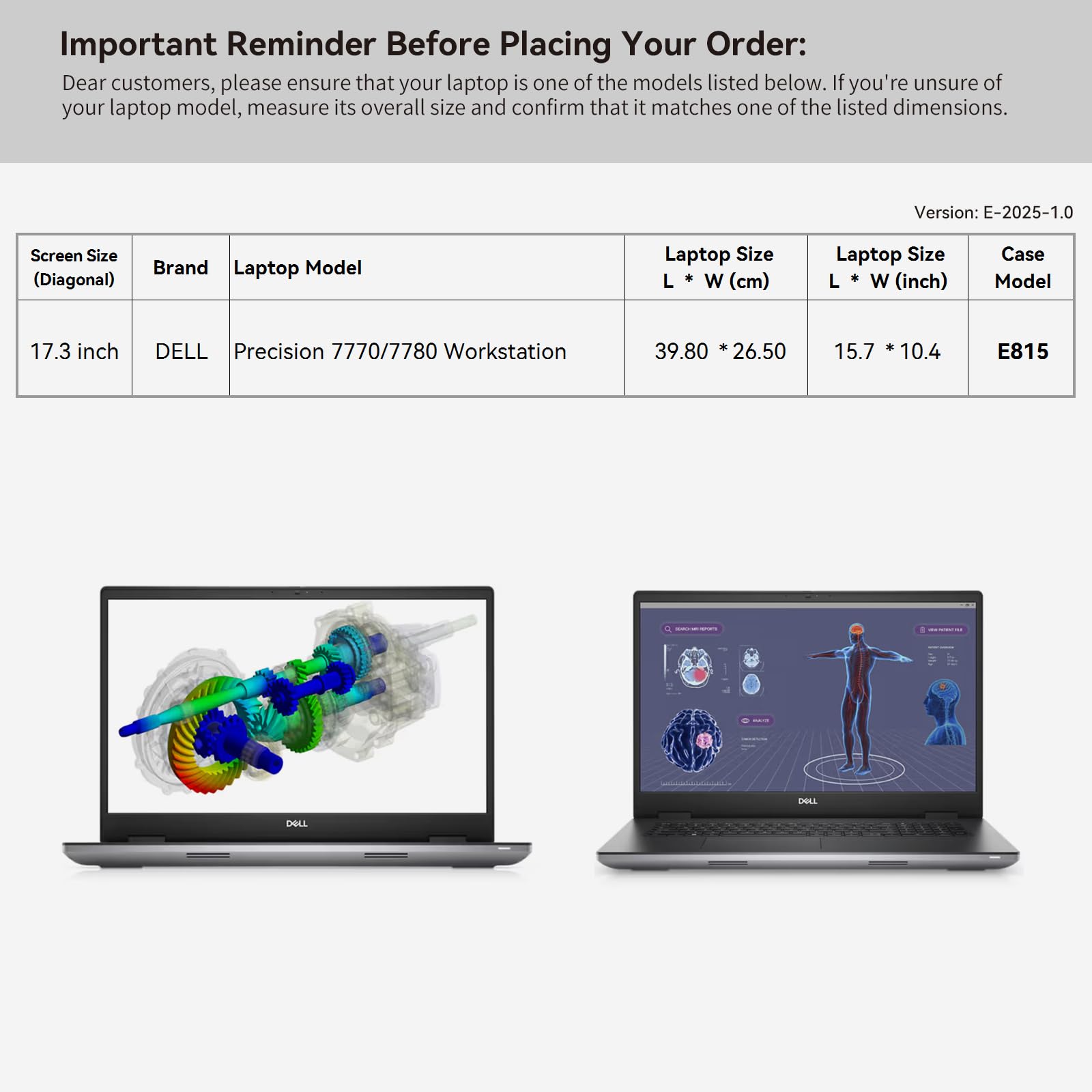 Smatree Custodia antiurto per computer portatile da 17,3" e borsa per uomini e donne, custodia protettiva impermeabile su misura per Dell Precision 7770/7780 Workstation Dell da 17", nero (E815)