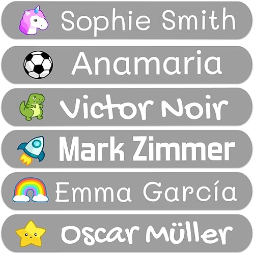 Miniatura 38 de 50 calcomanías con nombre personalizadas para niños. Etiquetas adhesivas para escuela, jardín de infantes, libros, juguetes y Tupperware. Etiquetas