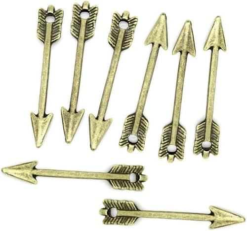 AKOAK 100 unidades por paquete de dijes de flecha en tono bronce tibetano, colgantes steampunk DIY para fabricación de joyas, dijes para producción