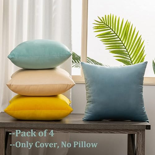 Miniatura 2 de Junfawn Juego de 4 fundas de almohada decorativas de 18 x 18 pulgadas para sofá y sofá fundas de cojín cuadradas suaves de terciopelo para