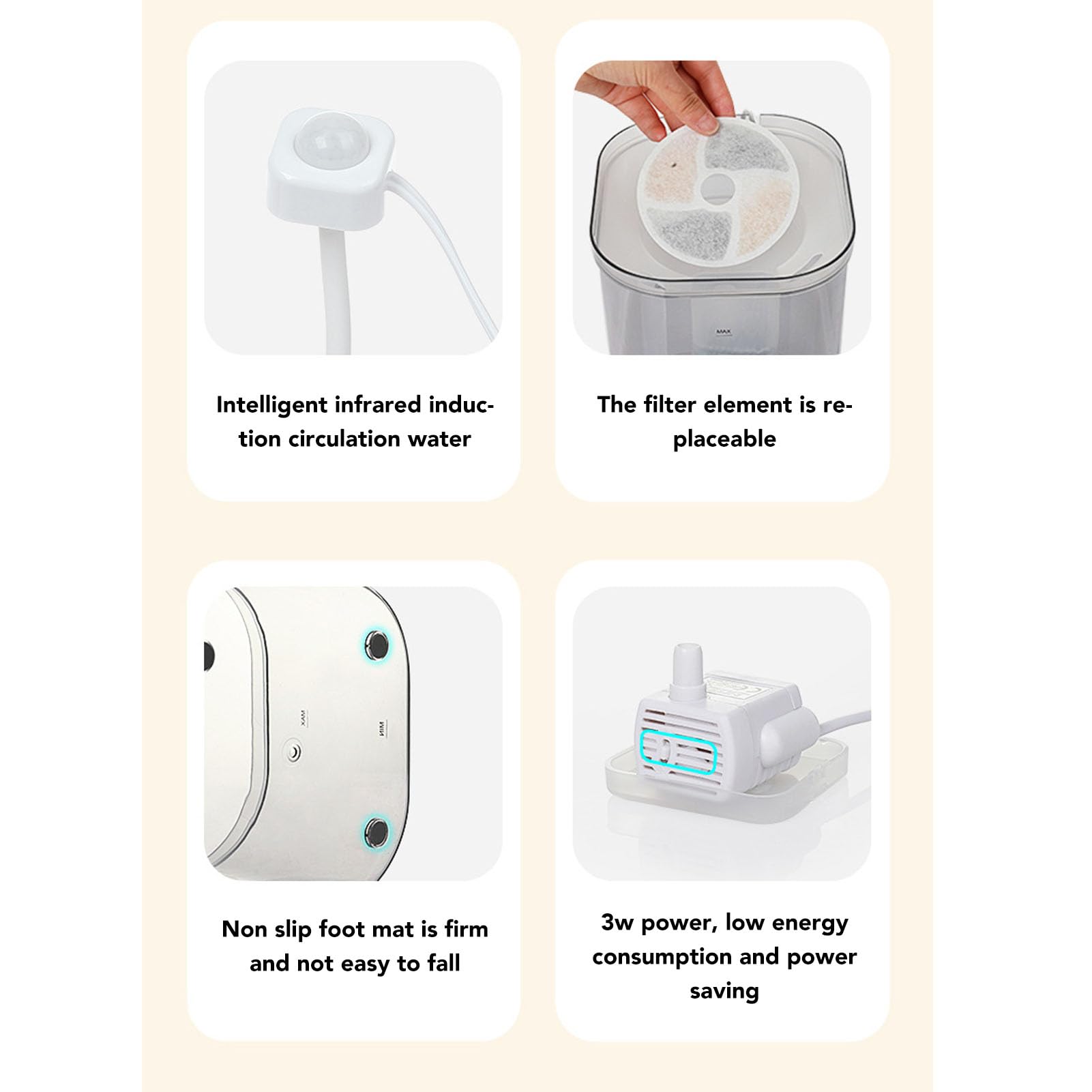 de filtración de Fuente de Agua para Gatos, dispensador automático de Agua para Mascotas de Acero Inoxidable 304, inducción infrarroja