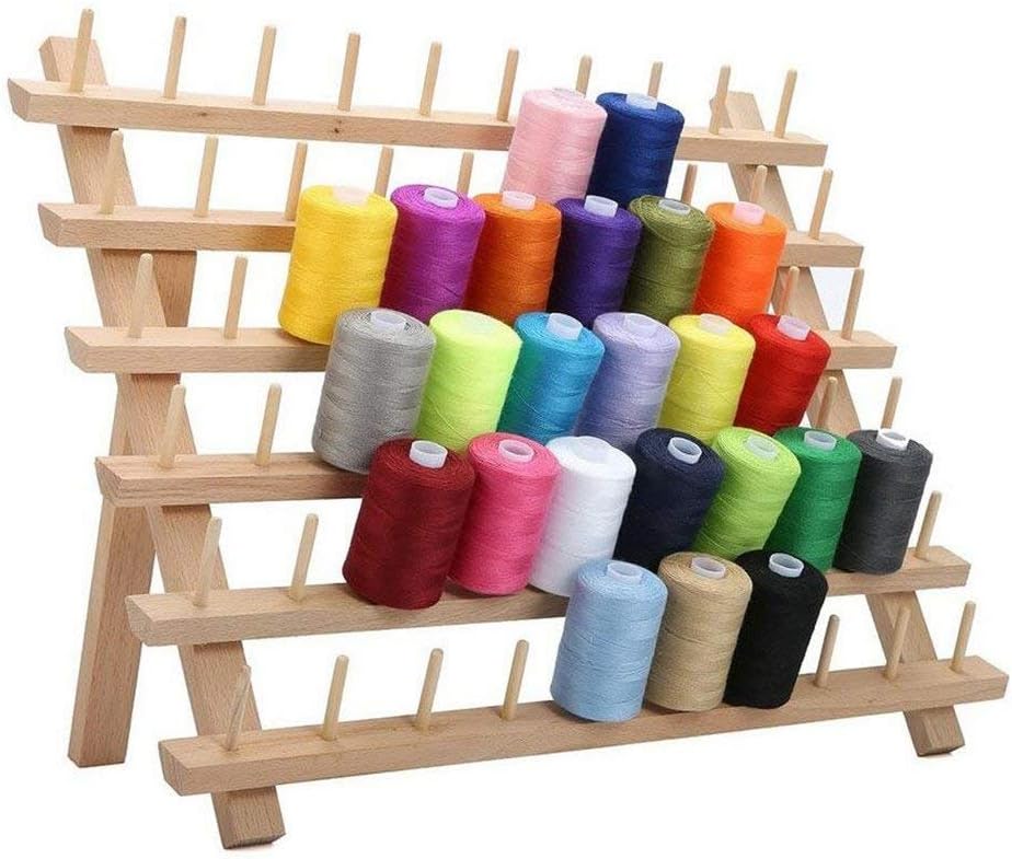 Foldable Thread Rack Wood Thread Holder 60 Spool Thread Wooden Storage ...