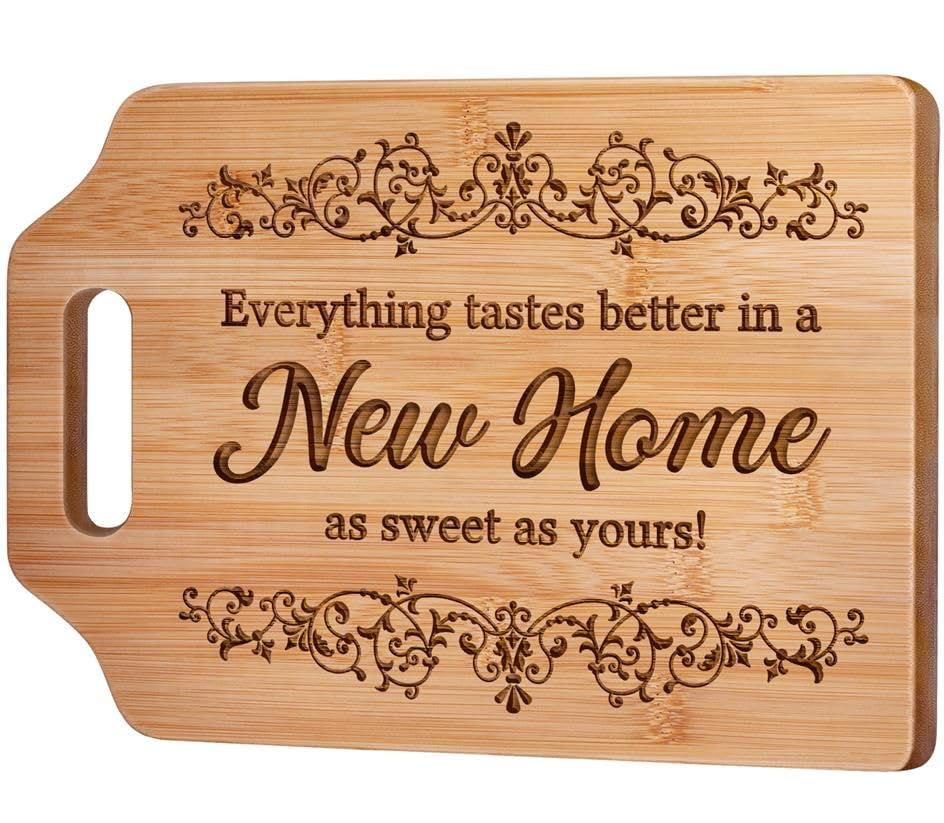 Housewarming Gifts for Women, Men, New Home Apartment Gift Ideas - Engraved Bamboo Cutting Board 12.3"L × 8.7"W × 0.4"Th