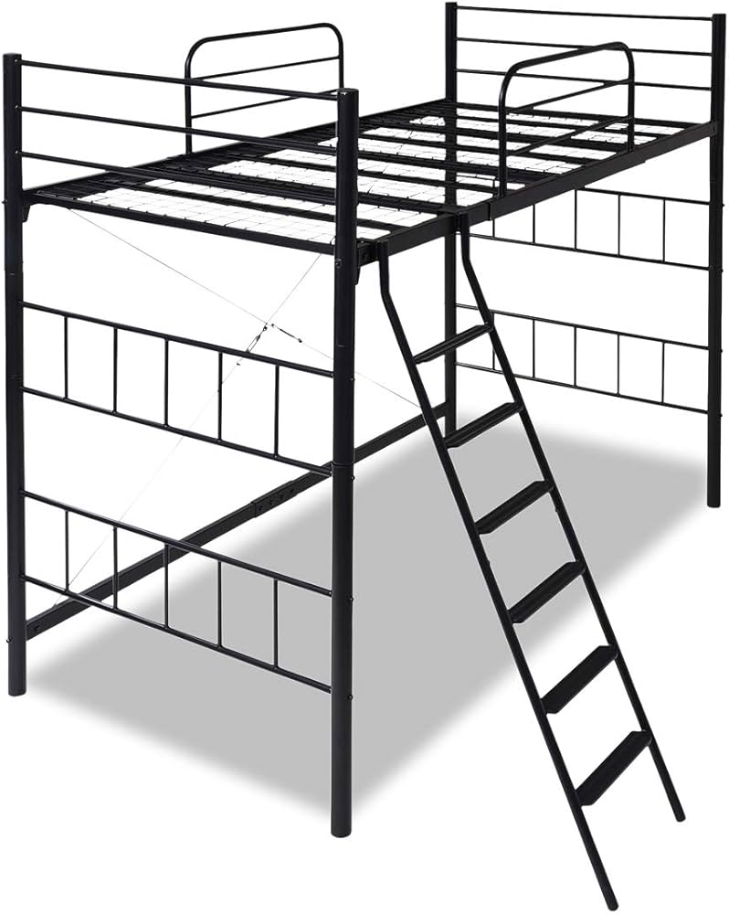 JKプラン 大人用 ロフトベッド シングル ハイベッド パイプベッド ロフト式ベッド 頑丈 丈夫 ブラック 安全 軽量 高さ180cm TSLNG1001BK