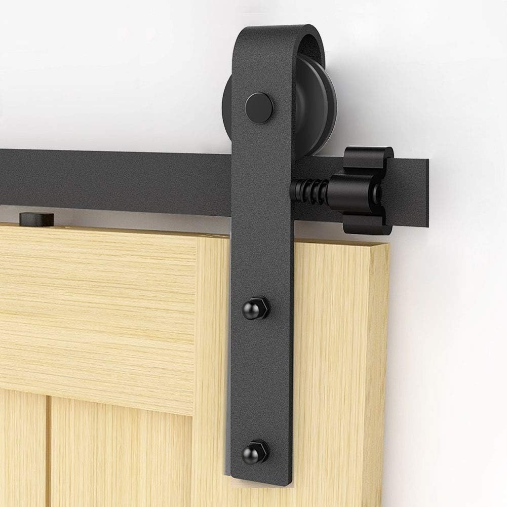 CCJH 6.6FT Sliding Door Track Hardware System Barn Door Sliding Kit, for Single Door Internal Black - Image 4