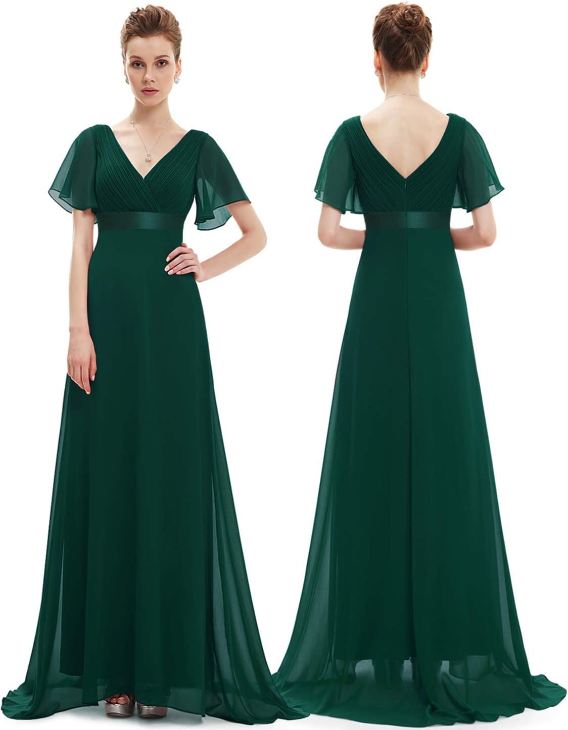 Ever-Pretty Women's Summer Short Sleeve Chiffon Empire Waist Floor Length Formal Bridesmaid Dress Mother of Bride Dresses - Image 6