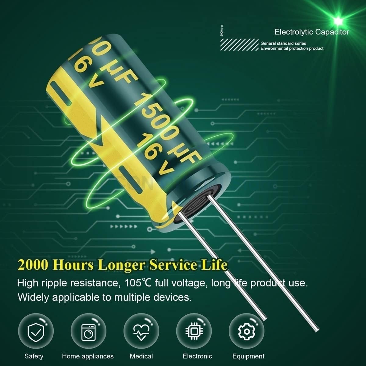 電解コンデンサ、 63v 470uf 13x21mm 高周波、低ESR、低抵抗 (サイズ : 100個) (Size : 500Pc  Amazon.co.jp: アルミニウムラジアル電解コンデンサ低ESR緑100UF 63V 105摂氏寿命3000H 8 X 12 Mm高リップル電流、  低インピーダンス100pcs : 産業・研究開発用品