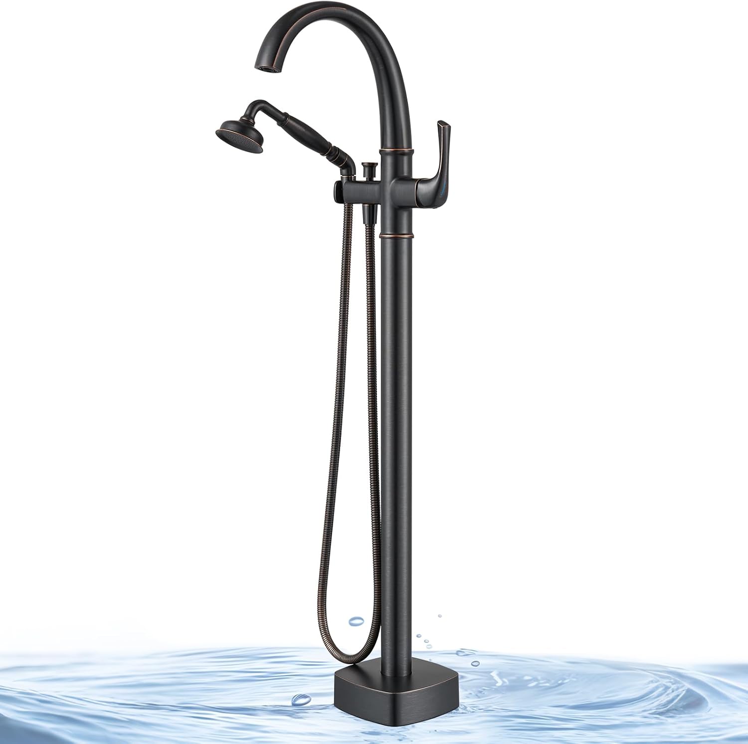 Free Standing Tub Faucet, Jabbol Premium Brass Luxury Freestanding Bathtub Faucet, Bathroom Floor Mount Tub Filler with Handheld Sprayer, Classic Roman Tub Faucets Oil Rubbed Bronze (JB-8811ORB)