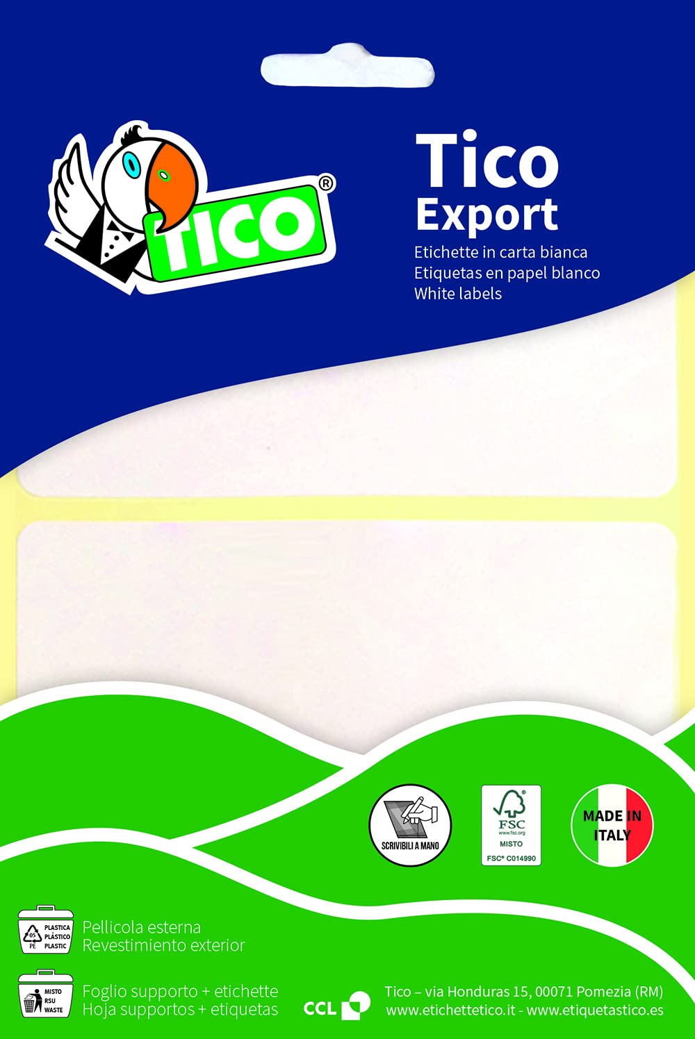 Tico Etichette Adesive 35x14 Mm – Confezione 10 Fogli, 280 Etichette, Scrivibili A Mano, Per Scuola E Ufficio