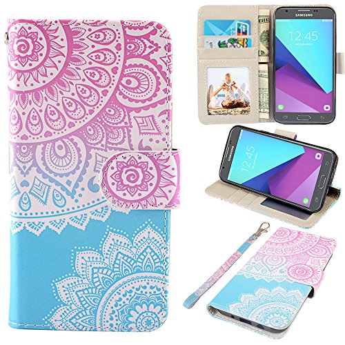 UrSpeedtekLive Samsung Galaxy J3 Emerge Case, J3 2017 Case, J3 Prime Case, Amp Prime 2 Case, J3 Emerge Wallet Case, Premium PU Leather Flip Case Cover w/Card Slots & Kickstand(Mandala)