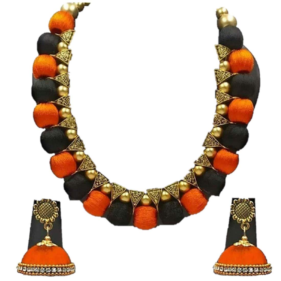 Ambal silk thread necklace set (Orange) (B07GTHX8ZQ) Amazon Price History, Amazon Price Tracker