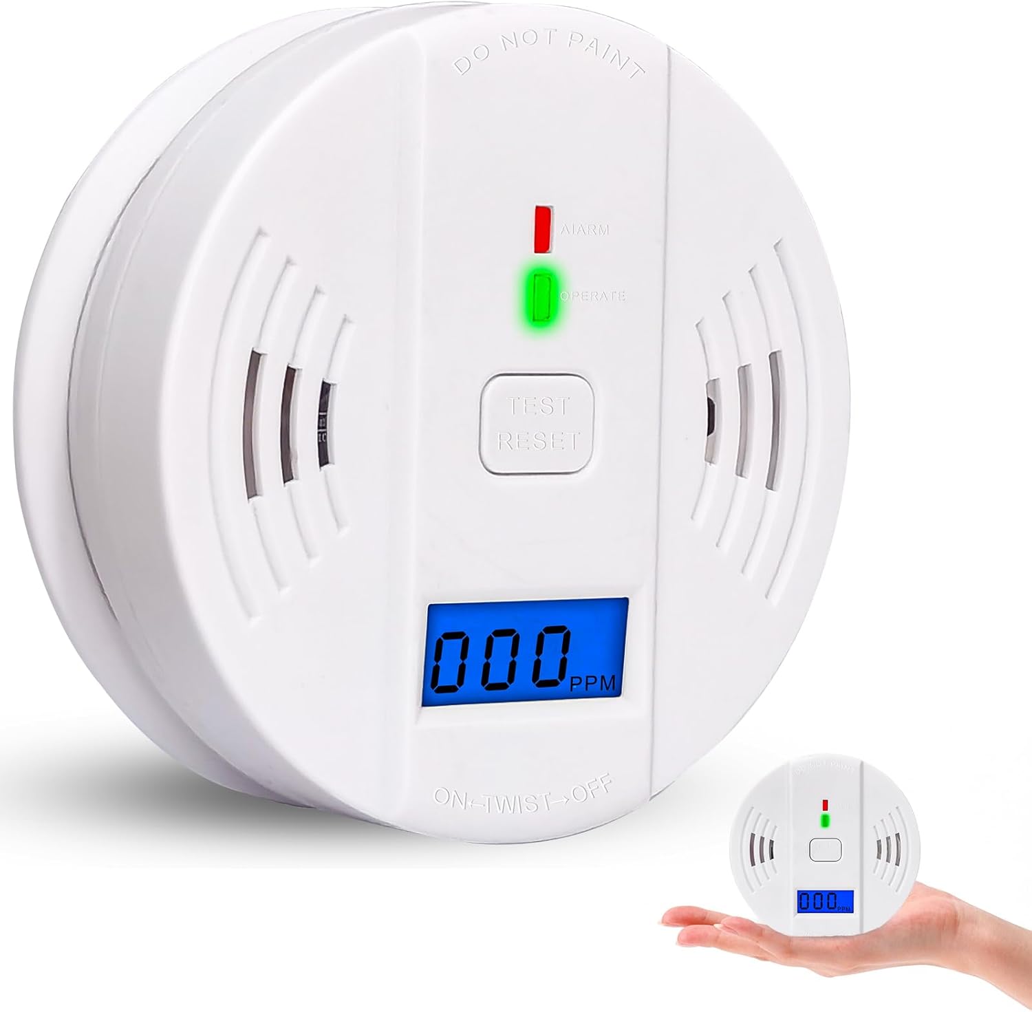 Carbon Monoxide Alarm,CO Alarm Detector Replaceable Batteries with LCD