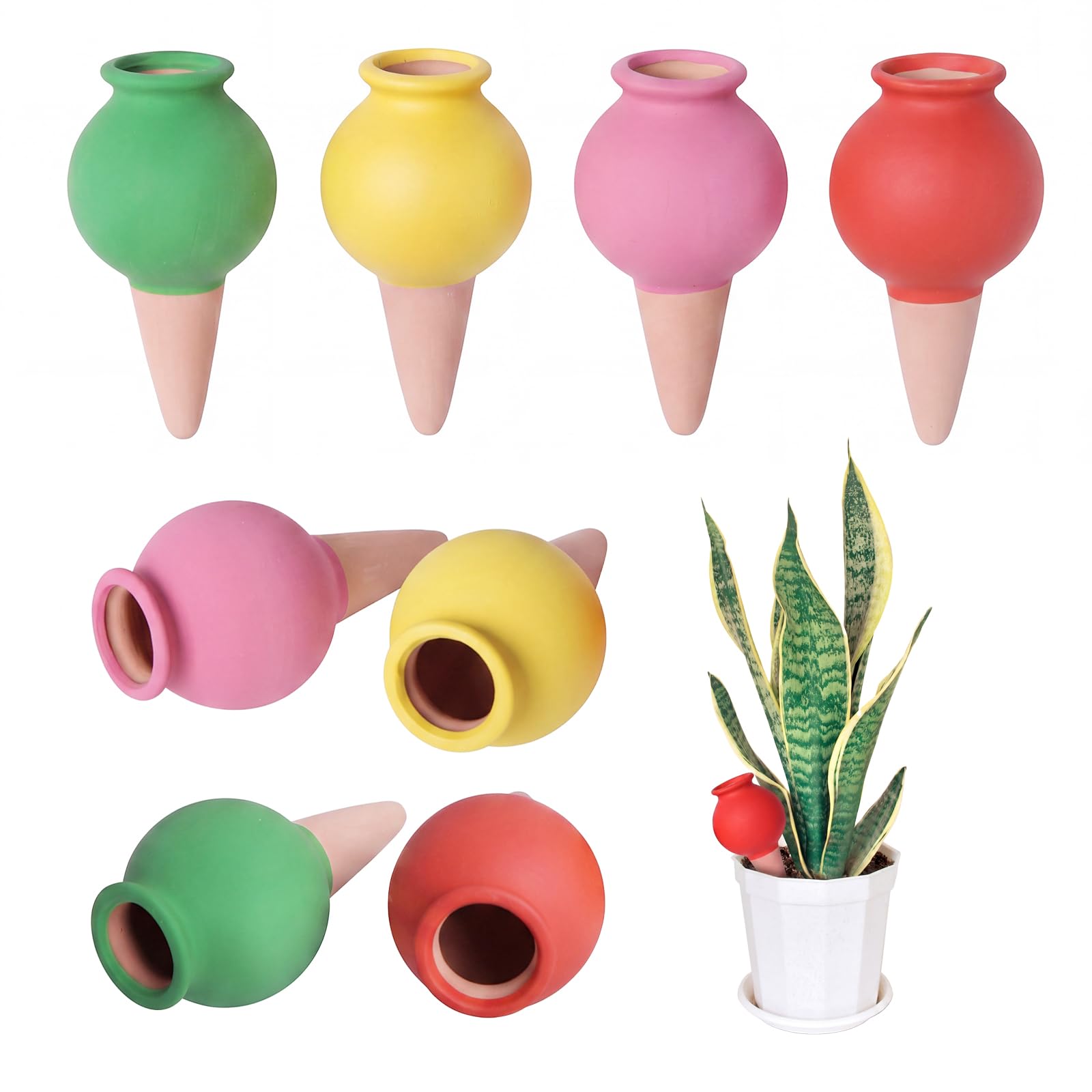 8 Pack Terracotta Self Watering Spikes Plant Watering Globes for Indoor Outdoor