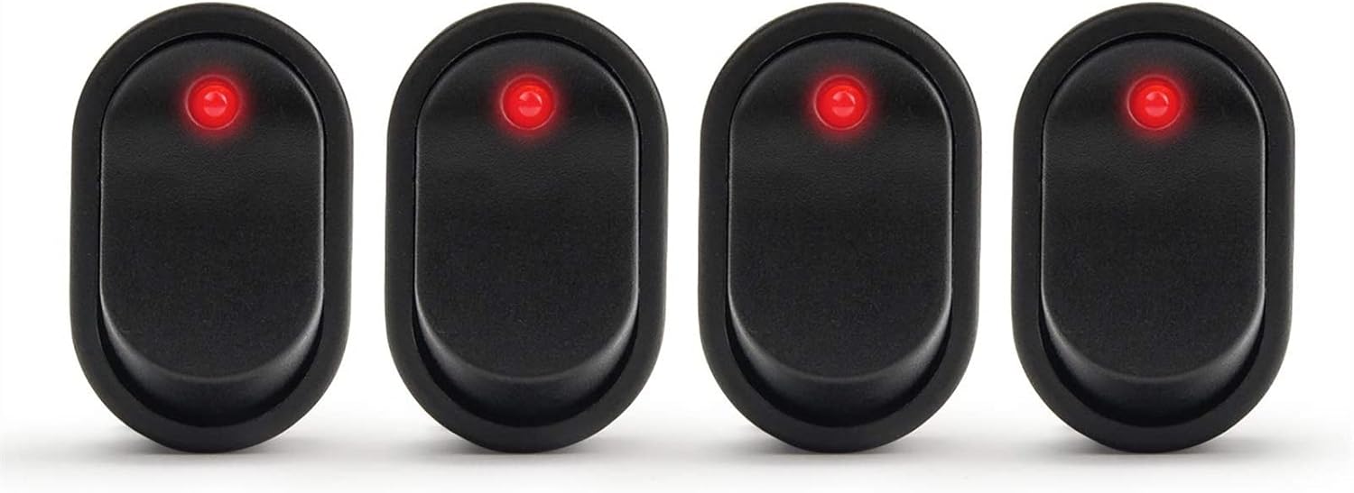 YANHAO 4Pcs 20D 12V 30A Car Boat Auto Rocker Toggle Switch SPST ON Off with Dot LED Light Illuminated 3 PINS (Color : Random Mix of Colors)