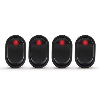 4Pcs 20D 12V 30A Car Boat Auto Rocker Toggle Switch SPST ON Off with Dot LED Light Illuminated 3 PINS Color Red