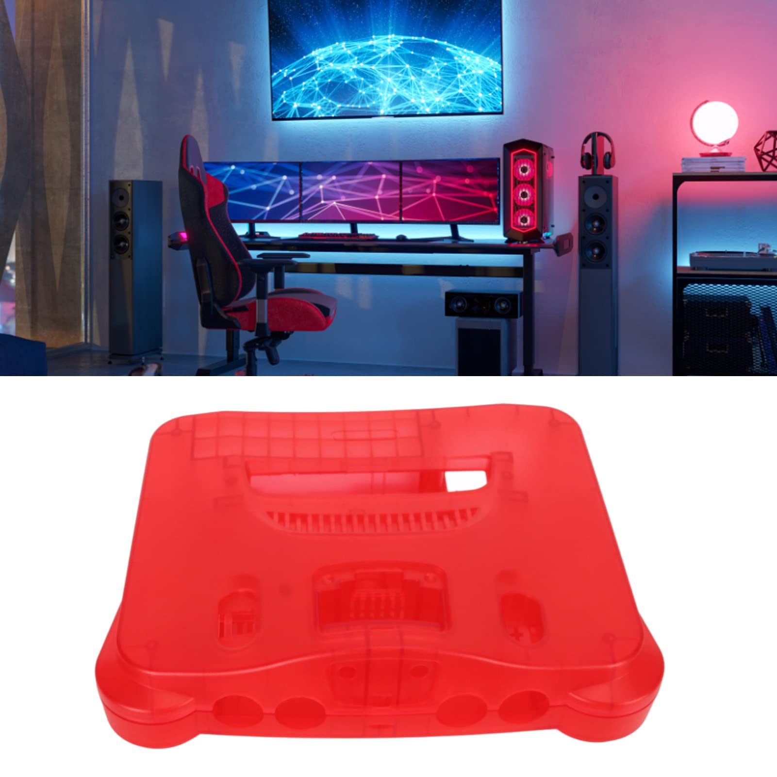 EIMSOAH Custodia Sostitutiva per Console per Videogiochi retrò N64 Robusto Accessorio Ideale in ABS per gli Appassionati di Console di Gioco (Rosso trasparente)