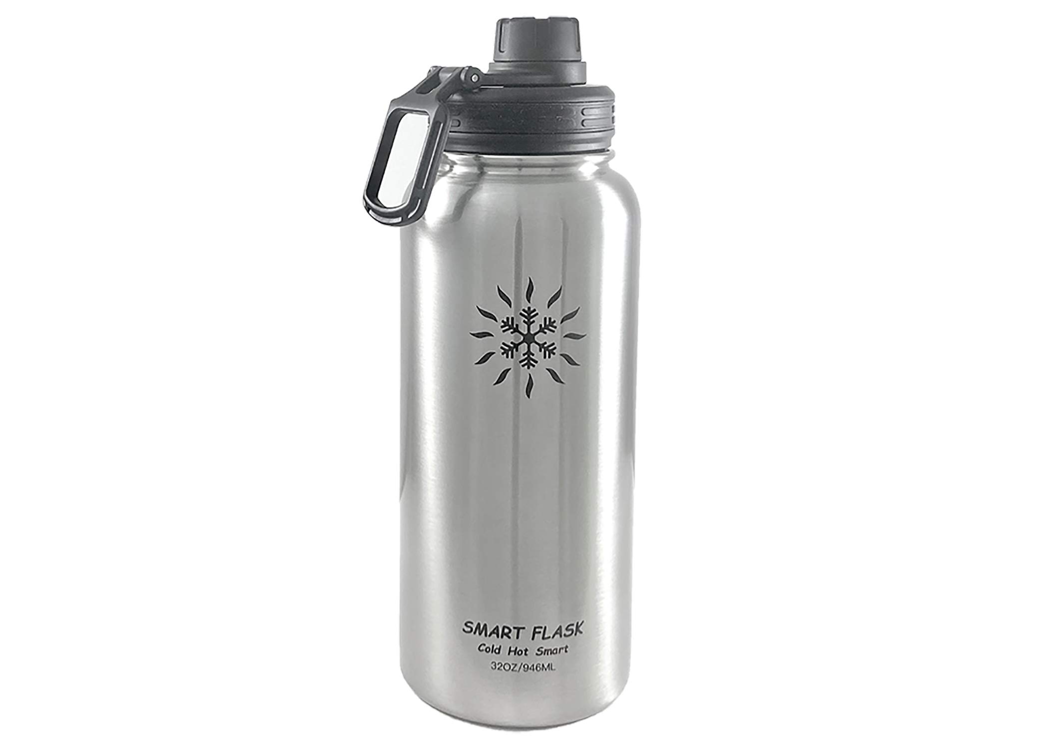 32oz Stainless Steel, Wide Mouth, Vacuum Insulated, Double Walled Water Bottle with Leakproof Sports Lid. (Stainless Steel)