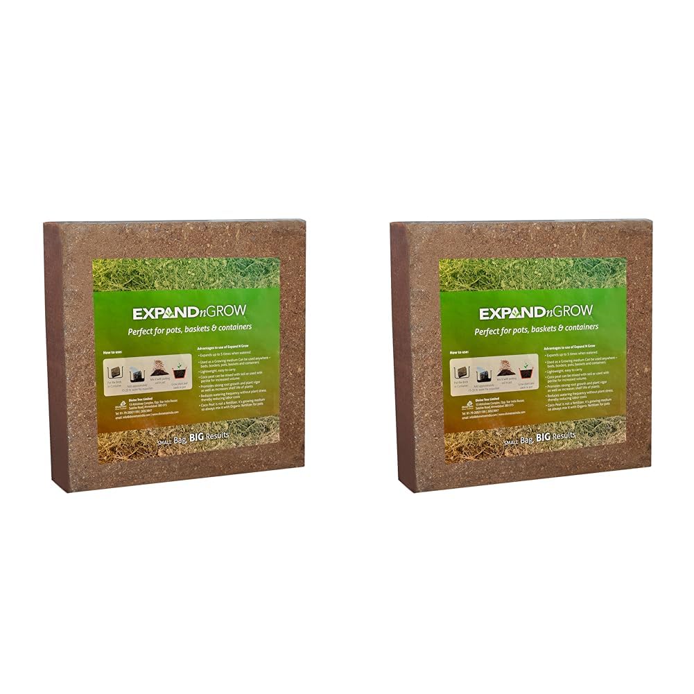 Divinetree Expand n Grow Cocopeat Block 4 to 5kg (Approx)- Organic Soil Amendment for Superior Water Retention, Aeration, and Nutrient-Rich Gardening, Home Gardening, Terrace Gardens (Pack of 2) (B0D81BBXJ9) Amazon Price History, Amazon Price Tracker