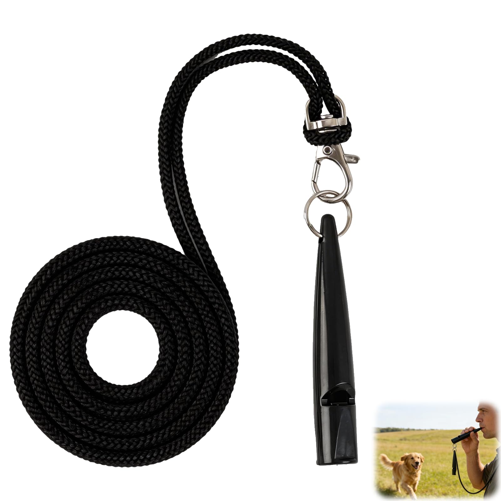 Sifflet Chien Avec Cordon Silencieux Ultrasonique,Pour Rappel & Dressage,Sifflet Ultrason Chien Contrôle Aboiements,Toutes Races,Son Puissant,Fréquence Standardisée,Extérieur Polyvalent,Noir