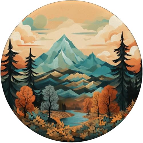 Miniatura 3 de PopSockets PopGrip estándar con diseño de montañas florales y paisajes bohemios