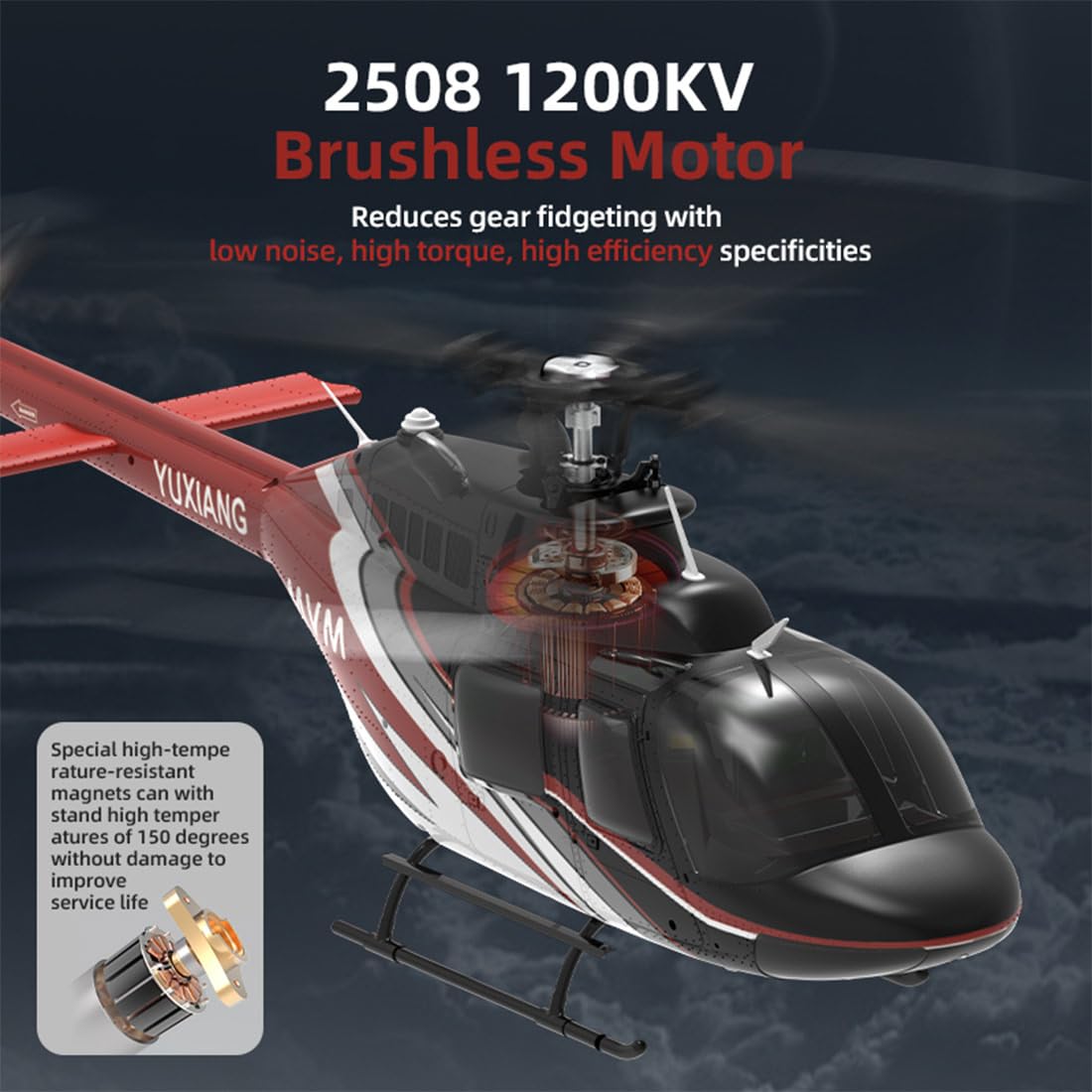 YU XIANG F08 Bell 206 RC helikopter, skala 1/27 2,4 G 6CH bezszczotkowy, model 3D/6G Flybarless z optycznym pozycjonowaniem przepływu, 6-osiowy żyroskop i jednoprzyciskowy odwrócony lot, prezent dla