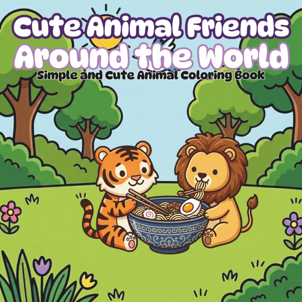 Cute Animal Friends Around the World: Simple and Cute Animal Coloring Book