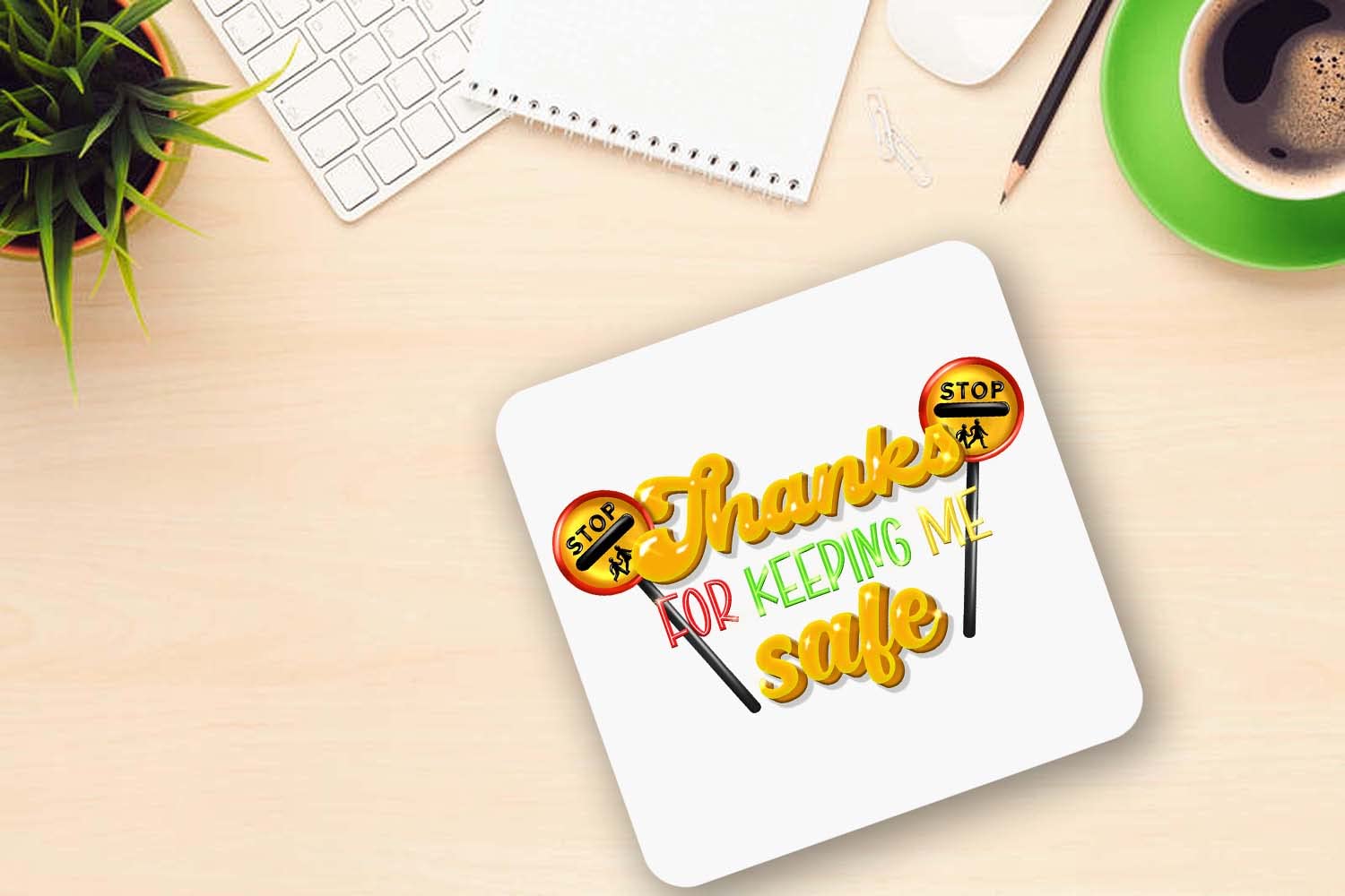 Mug Coaster Set Teacher Lollipop Man Thank You Gift(Coaster)
