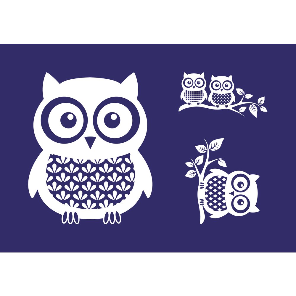 Rayher 45068000, owls, DIN A5, 1 stencil with 1 squeegee in self-service bag.
