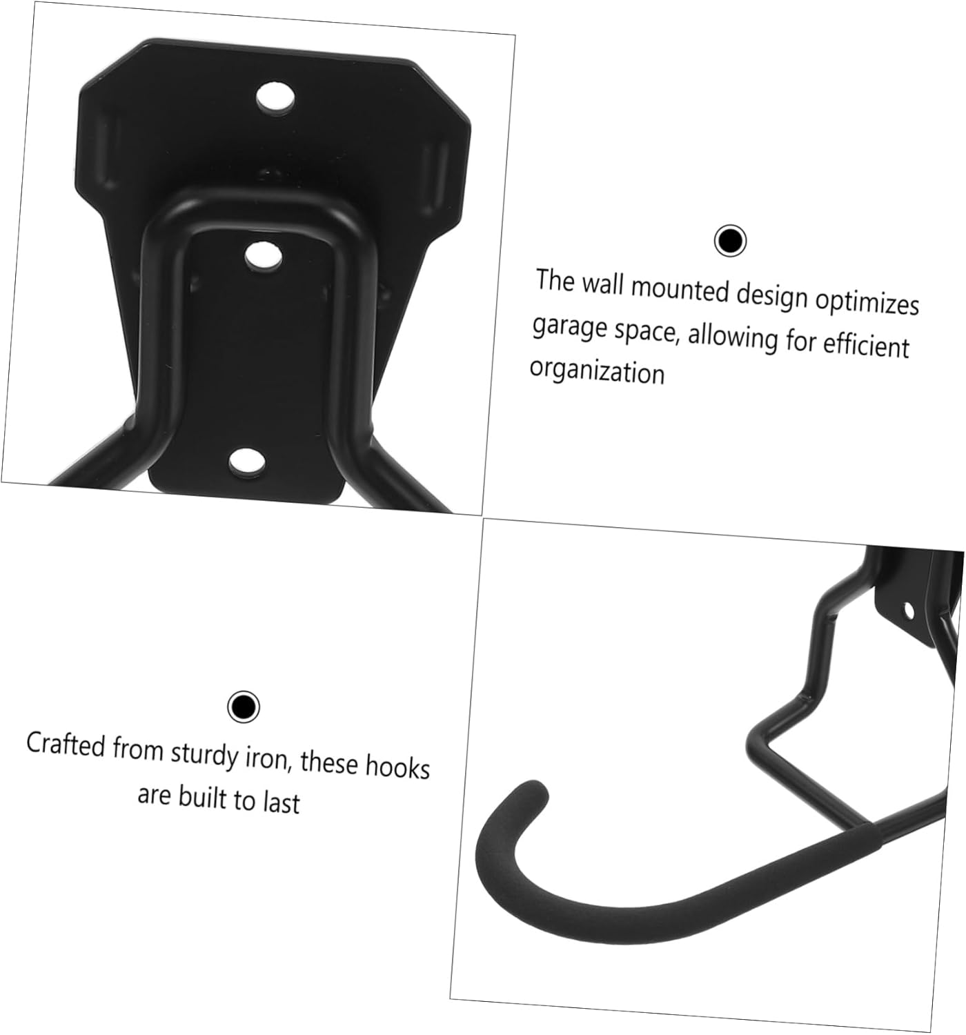 POPETPOP 4pcs Bicycle Storage Hooks: Garage Wall Mount Bike Rack - Heavy Duty Iron for Garage Organization Space Saving Easy to Install