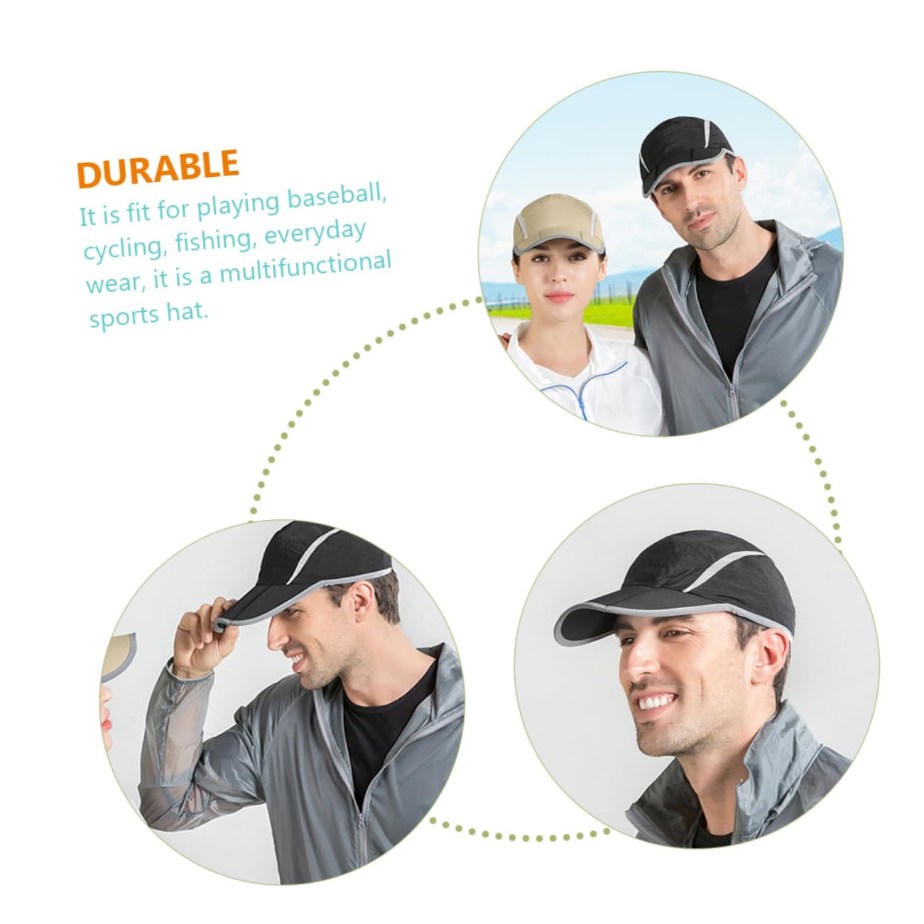 SOIMISS Gorra de Beisbol Gorras Deportivas para Hombre Gorra de Tenis Tapa Hombres encabezamiento Reflectante Gorro Sol Hat Sombreros de Visera para Mujer Sombrero para el Sol Nylon Black