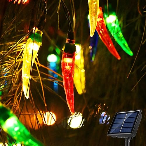 Guirnalda de luces solares de Navidad para exteriores, 50 luces LED multicolor con luces de árbol de Navidad, luces solares de jardín para cocina, disponible en Yaxa Peru