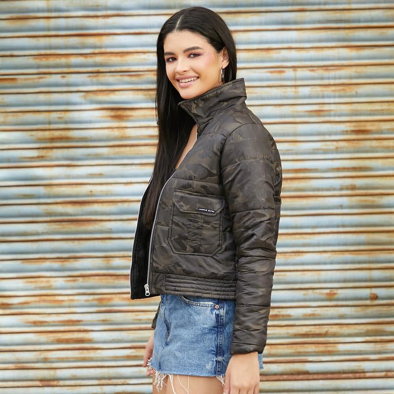 Image of PINACOLADA Women's Fleece-Lined Biker Jacket for Casual Wear | Spread Collar | Long Sleeve | Zipper Closure | Jacket Crafted with Comfort Fit for Everyday Wear