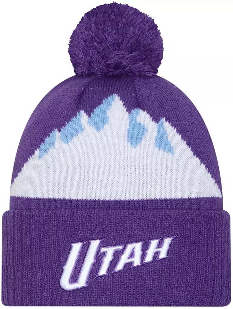 New Era NE23 City Edition Alternate Logo Sport Sideline Cuff Beanie Hat with Pom - NBA Cuffed Winter Knit Cap