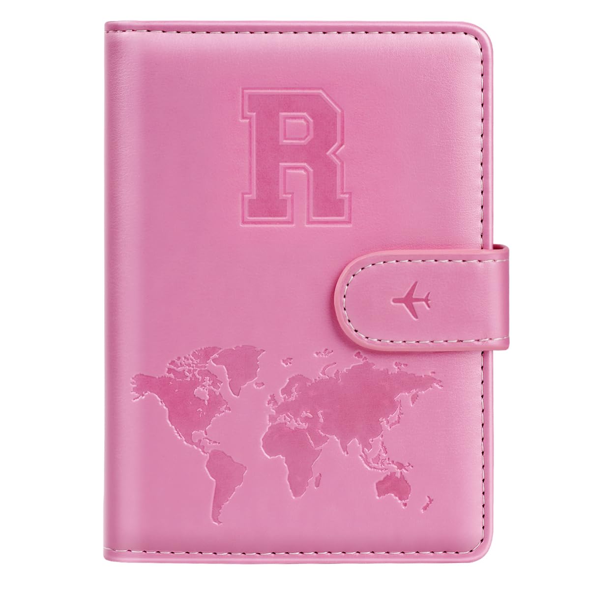 Passport Holder Cover Initail Letter A-Z Travel Wallet 16D Embossed Design RFID Blocking Card Holder Personalized Gift Passport Cover Wallet, Passport Book Holders for Women and Girls, Pink-R, Pink-R-image-18