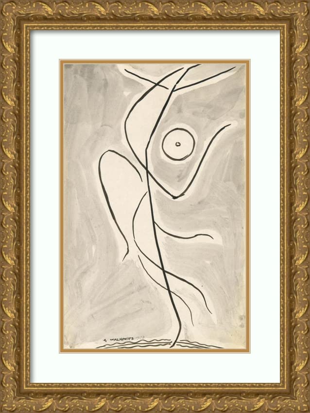 ArtDirect Abraham Walkowitz 13x18 Gold Ornate Frame and Double Matted Museum Art Print Titled - Dance Abstraction; Isadora Duncan (Or ‘Rhythmic Line’) (1920)