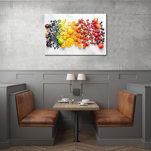 Miniatura 5 de QIUYUNART Lienzo de cocina para pared, colorido lienzo de frutas, pintura de frutas saludables, imágenes de alimentos para decoración de pared para