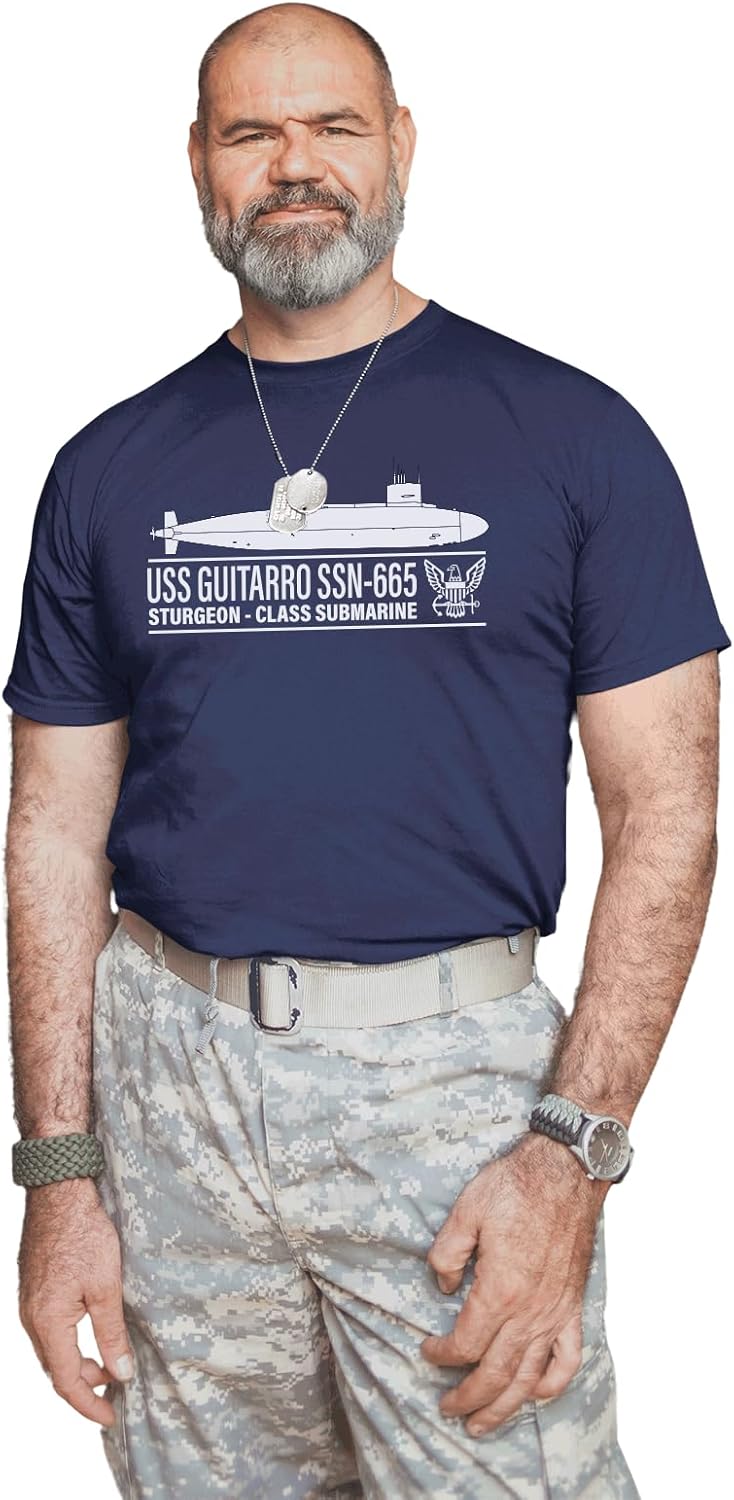 Military Productions US Navy USS Guitarro SSN-665 Submarine Silhouette T-Shirt Officially Licensed