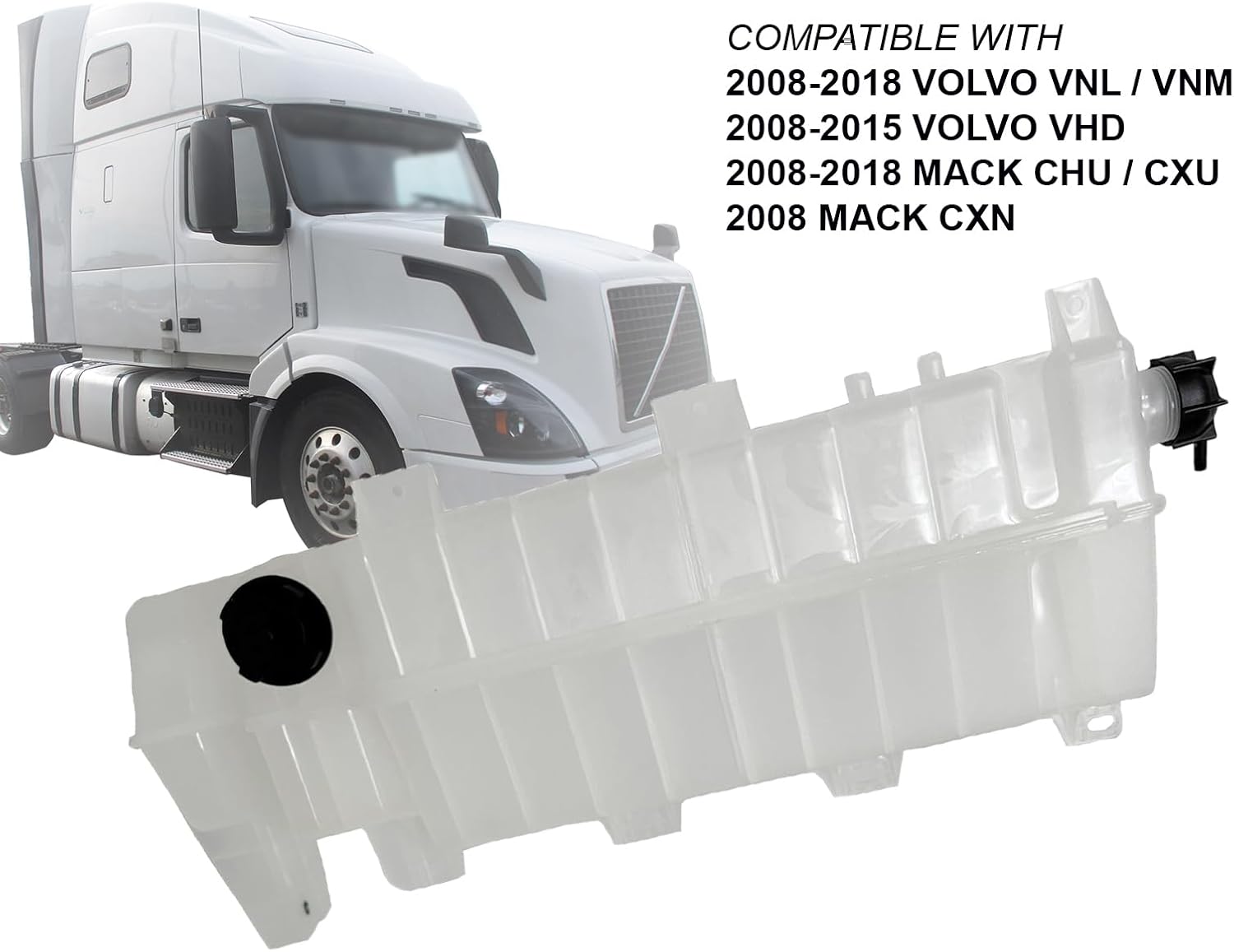 APA Replacement Heavy Duty Coolant Tank Reservoir 08-18 VNL VNM CHU CXU 20968795 21846997 23911823