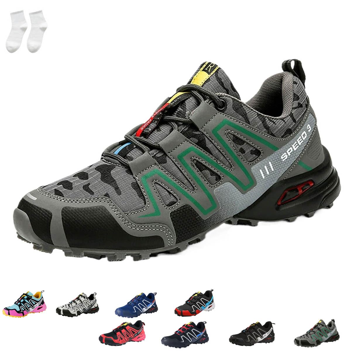 LELEBEAR Hike Balance Shoes Men Women, Hike Balance Orthopedic Shoes, Breathable Non-Slip Neuropathy Wide Toe Box Sneakers (Gray Green, Adult, Women, 11, Numeric, US Footwear Size System, Medium)