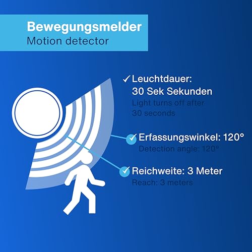REV Lampa ścienna LED z akumulatorem i czujnikiem ruchu, 180 lm, bezprzewodowa, ściemniana, obracana o 360°, idealna na kemping, do garażu, piwnicy, IP54, srebrna