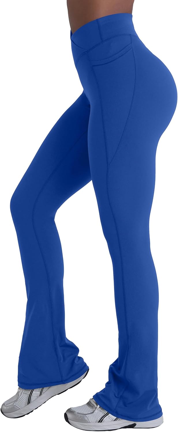 Sunzel Hidden Butt Lifting Scrunch Flare Leggings for Women with Pockets No Front Seam Tummy Control Mini Flared Yoga Pants