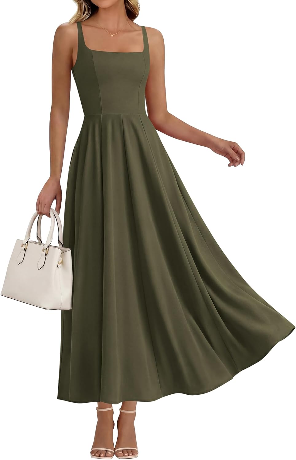 BTFBM Women Summer Square Neck Maxi Dress Spring 2026 Elegant Classy Sleeveless Formal Wedding Guest Cocktail Dresses