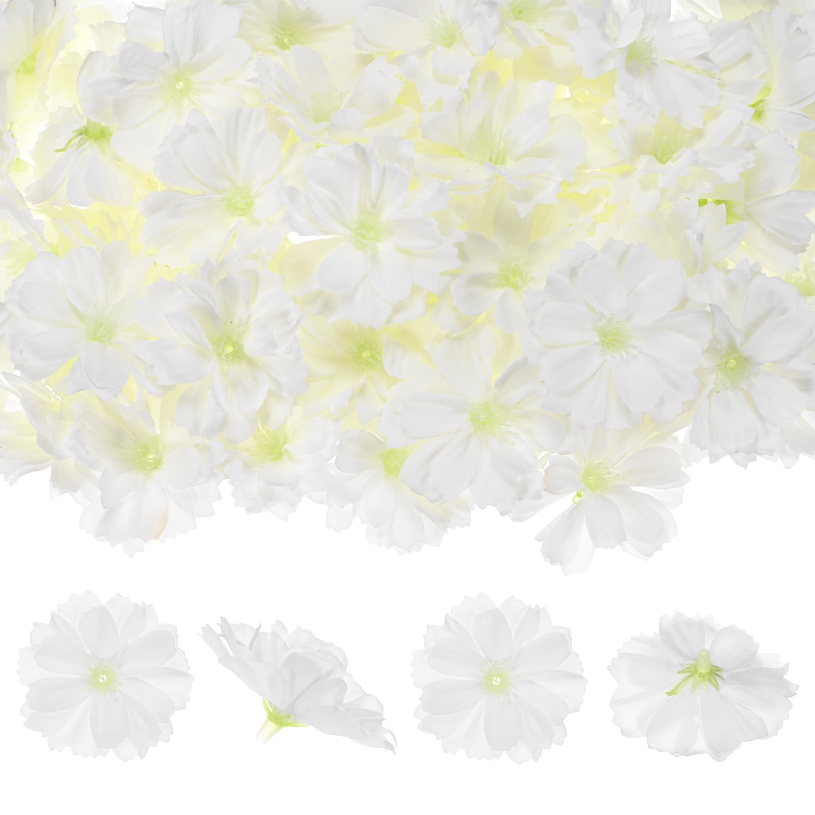 M METERXITY 50-Pack Artificial Flower Heads, Silk Fake Plum Blossom Head for Wedding/Garland/Hat/Shoes/Party Decoration