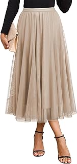 Womens Tulle Skirt Fall Fashion Elastic High Waisted A-Line Layered Flow...