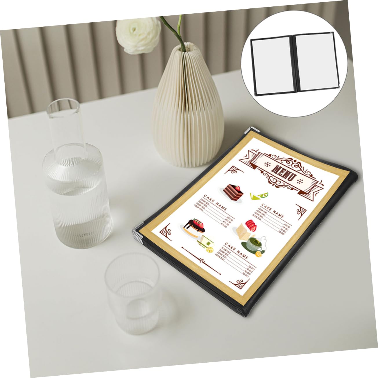 PRETYZOOM Commercial Menu Holders 2 Pack 6 Page 12 View Restaurant Menu Book Holder Practical Stylish
