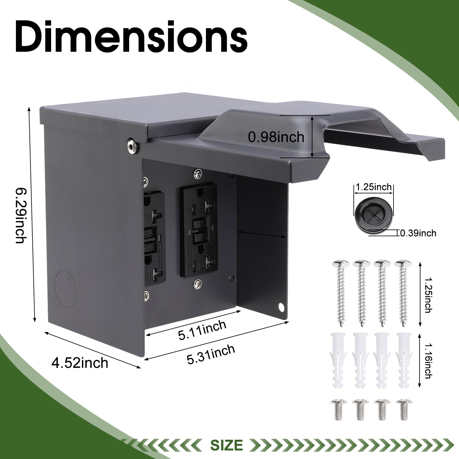 Outdoor Electrical Outlet Box with Dual 20 Amp Receptacle, 2 Gang 20A GFCI Double Outlets Breaker Box Panel for Outdoor Use
