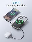UGREEN 10000mAh Qi2 15W Magnetic Power Bank, 30W Built-in Cable with Stand | Battery Pack Power bank With15W Wireless & USB-C 30W PD Fast Charging for Iphone 17-12 Series, Small and Portable
