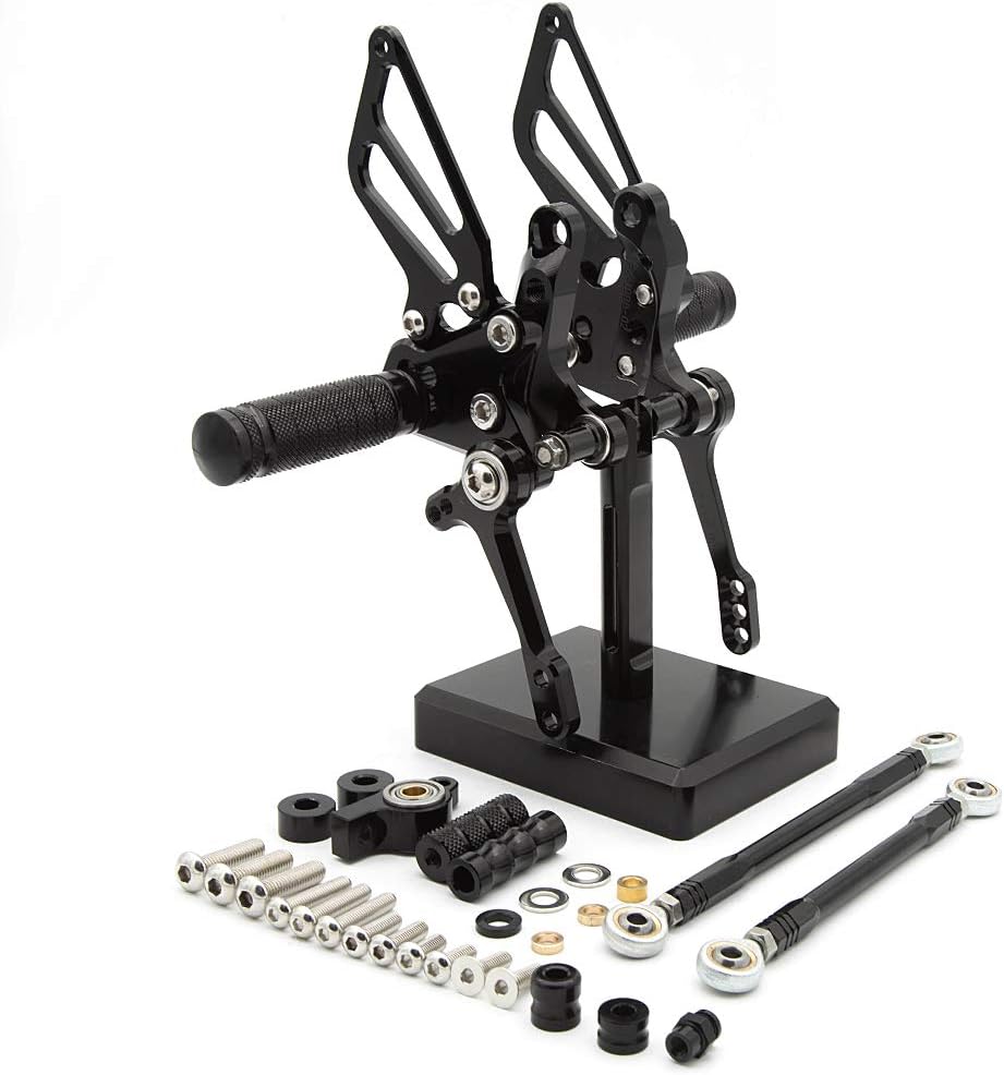FXCNC CNC Billet Motorcycle Rearset Foot Pegs Rear Set Footrests Fully Adjustable Foot Boards Compatible with 1098 1098S 2007-2008, 1198 2009-2011, 848 2008-2010
